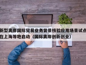 新型离岸国际贸易业务背景核验应用场景试点在上海等地启动（国际离岸创新创业）